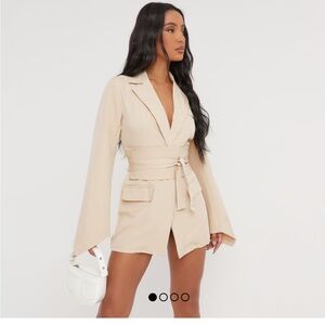 oversized belted blazer dress in stone, brand new and never worn size 4 (s)